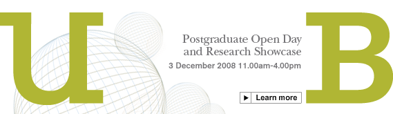 Postgraduate Open Day and Research Showcase. 3 December 2008 11.00am - 4.00pm. Learn more visit: http://www.postgraduate.bham.ac.uk/visits/