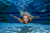 Girl swimming underwater